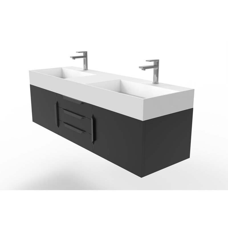 Latitude Run® Russett 60" WallMounted Double Bathroom Vanity Set Wayfair